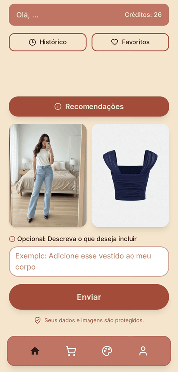 GIF do aplicativo Provei mostrando um provador virtual em ação